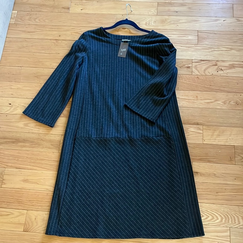NWT J Jill charcoal stripped dress